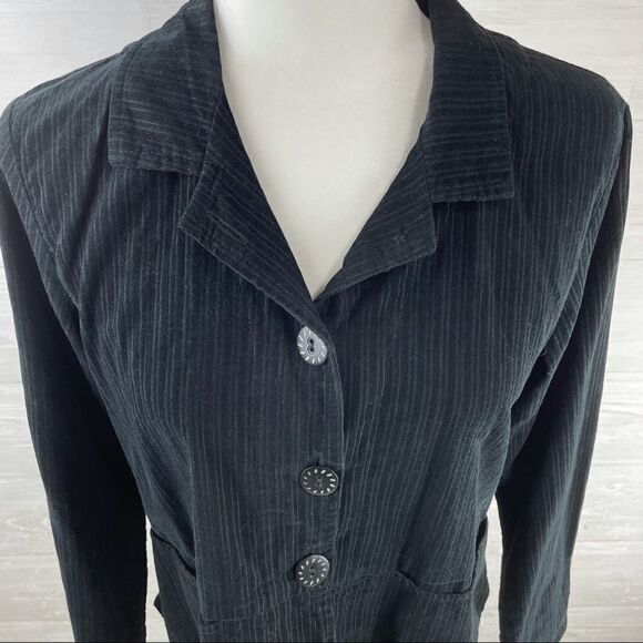 FLAX Velvet Striped Button Down Blazer Jacket - Picture 2 of 6